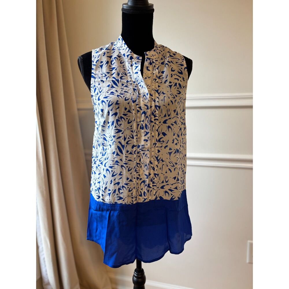Maeve Anthropologie Silk Sleeveless Blouse Blue Size 6